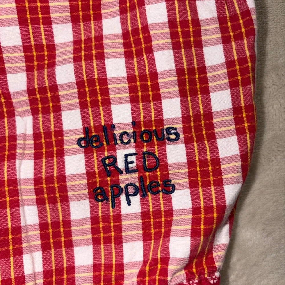 Vintage Gymboree Red Gingham Apple Romper 90s Rainbow Tag XS 18-24 Months